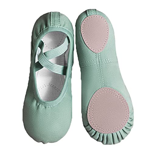 ZHENSI Ballettschuhe Für Mädchen, Canvas-Tanzpantoffeln Wildleder Geteilte Sohle Gymnastik-Yoga-Schuhe,Grün,36 EU von ZHENSI