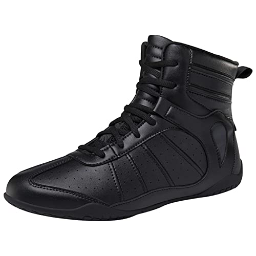 ZHENSI Boxschuhe Erwachsene Kampf Wrestling Schuhe Unisex Atmungsaktives Leder rutschfest Leicht Indoor Fitness Sport,Schwarz,43 EU von ZHENSI