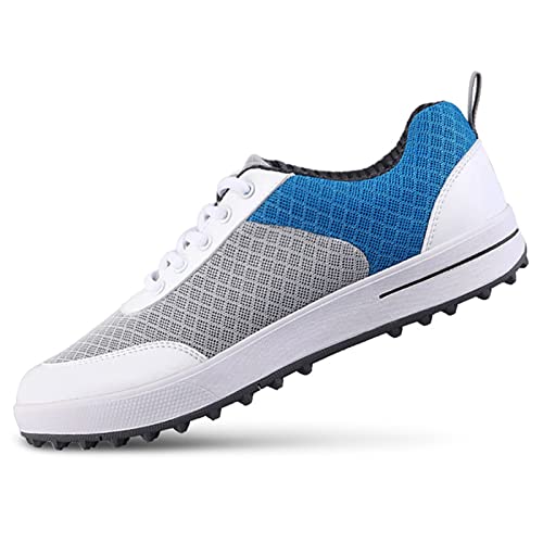 ZHENSI Damen-Golfschuhe, Mesh-Sneaker rutschfeste Leichte Lässige Spikeless-Trainingsschuhe,Blau,39 EU von ZHENSI