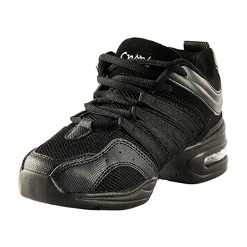 ZHENSI Damen-Jazzschuhe Moderne Ballsaal-Tanzschuhe Plattform Atmungsaktiv Weicher Boden Outdoor-Tanz-Sportschuhe,Schwarz,36 EU von ZHENSI