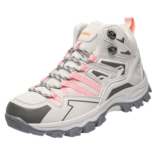 ZHENSI Damen-Wanderstiefel Trekking-Trail-Wanderschuhe Leichte Hohe Outdoor-Stiefel,Rosa,37 EU von ZHENSI