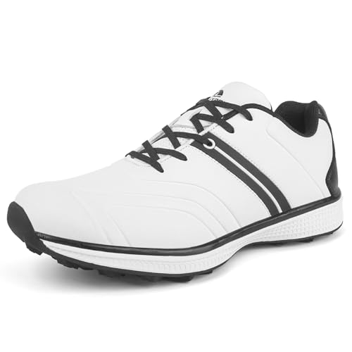 ZHENSI Golfschuhe Damen Ohne Spikes Wasserdicht Leicht Lässig rutschfest Sport-Trainingsschuhe Wanderschuhe,Weiß,38.5 EU von ZHENSI