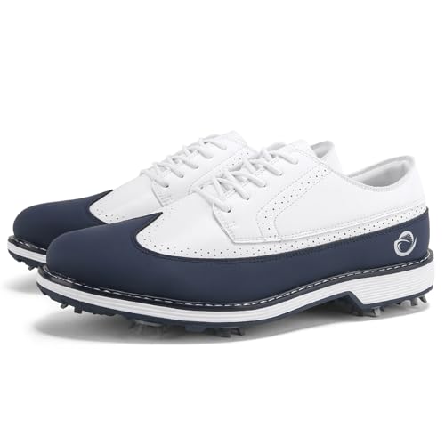 ZHENSI Herren Golfschuhe Wasserdicht Leder Spikes Anti-Rutsch Schnürschuhe Für Business Golfplatz,Blau,39 EU ZHENSI Herren Golfschuhe Wasserdicht Leder Spikes Anti-Rutsch Schnürschuhe Für Business Golfplatz,Blau,39 EU von ZHENSI