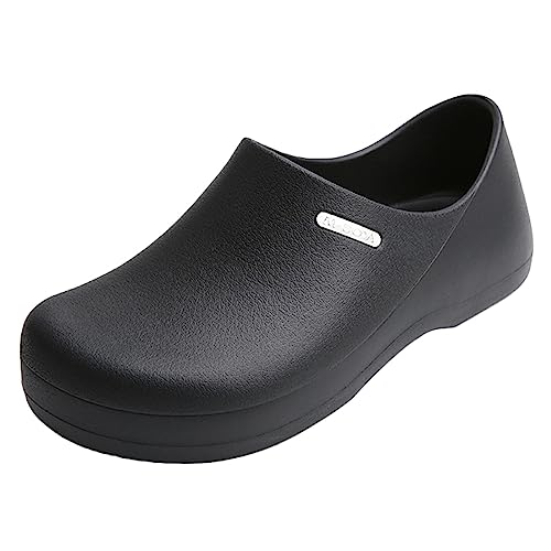 ZHENSI Herren-Kochschuhe rutschfeste Küchen-Arbeitsschuhe Eva Wasserdicht Ölbeständig Slip-On-Clogs Schuhe Für Den Gastronomiebereich,Schwarz,43 EU von ZHENSI