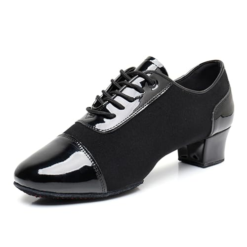 ZHENSI Herren Latein Tanzschuhe Leder Geteilte Sohle Spitze High Heel Tango Ballsaal Schuhe,Schwarz,44 EU von ZHENSI