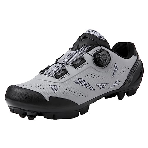 ZHENSI Herren-Mountainbike-Schuhe MTB-Fahrradschuhe Kompatibel Mit SPD-System Für Indoor-Outdoor-Fahrten Mit SPD-Stollen,Grau,42 EU von ZHENSI