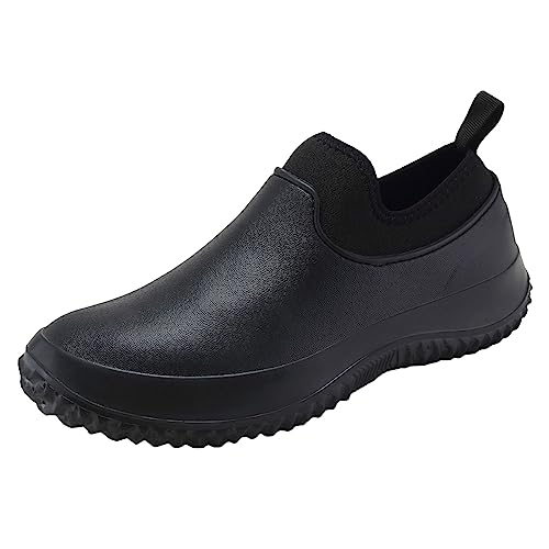 ZHENSI Herren-Regenschuhe Slip-On-Kochschuhe Eva Wasserdicht rutschfest Ölbeständig Für Restaurant Küche Arbeitsschuhe,Schwarz,44 EU von ZHENSI