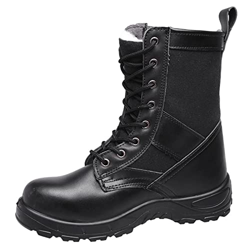 ZHENSI Herren Winter Sicherheitsstiefel Leder Warme Stahlkappe Schuhe Plüschfutter Für Industrieschutz,Schwarz,44 EU von ZHENSI