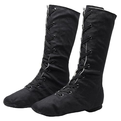 ZHENSI Jazz-Stiefel Damen Segeltuch Leder Geteilte Sohle Hohe Tanzschuhe Zum Schnüren Für Den Innenbereich,Schwarz,40 EU ZHENSI Jazz-Stiefel Damen Segeltuch Leder Geteilte Sohle Hohe Tanzschuhe Zum Schnüren Für Den Innenbereich,Schwarz,40 EU von ZHENSI