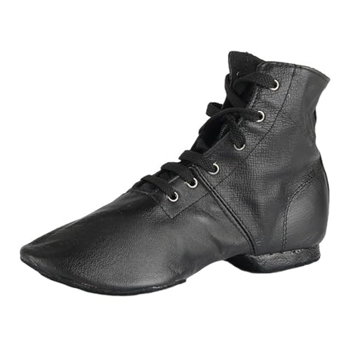 ZHENSI Jazz-Stiefel Herren Damen Geteilte Sohle Hohe Tanzschuhe PU-Leder Barfuß Weicher Boden,Schwarz,44 EU von ZHENSI