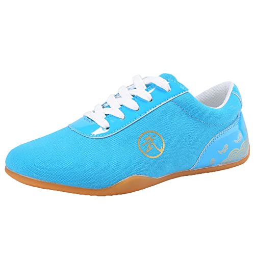 ZHENSI Kampfsportschuhe, Herren Damen Tai Chi Kung Fu Schuhe Canvas Soft Bottom Walking Sneakers,Blau,43 EU von ZHENSI