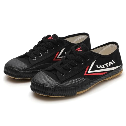 ZHENSI Kampfsportschuhe Kinder Erwachsene Tai Chi Kung Fu Sneakers Barefoot Weiche Untere Puffer Niedrige TOP-Leinwand-Trainer,Schwarz,34 EU von ZHENSI