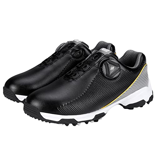 ZHENSI Kinder Golfschuhe Wasserdicht Stacheless Outdoor-Trainer Schwenkschnalle Weiche Leder Anti-Slip Für Jungenmädchen,Schwarz,32 EU von ZHENSI