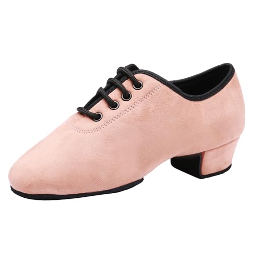 ZHENSI Latein-Tanzschuhe Damen Wildleder Geteilte Sohle Kinder Für Den Innenbereich Moderne Tanzschuhe Mit Niedrigem Absatz,Rosa,43 EU von ZHENSI