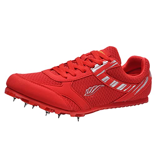ZHENSI Leichtathletik-Schuhe Für Herren Teenager Laufen Rennen Sprint Spikes Leicht Springen Sportlich Für Jungen Und Mädchen,Rot,42 EU von ZHENSI