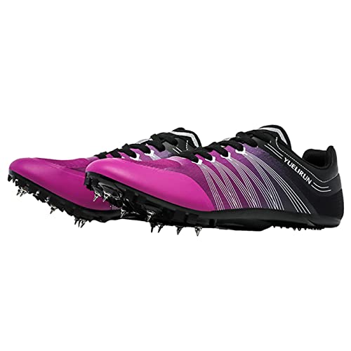 ZHENSI Leichtathletik-Schuhe Herren Damen Mesh Leichte Spikes Laufen Athletisch Anti-Rutsch-Puffer Für Weitsprung-Teenager,Lila,37 EU von ZHENSI