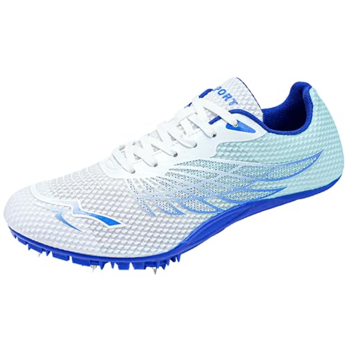 ZHENSI Leichtathletik-Schuhe Herren Damen Spikes Sprint-Schuhe Atmungsaktiv Für Laufen Rennen Springen,Blau,37 EU von ZHENSI