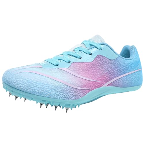 ZHENSI Leichtathletik-Schuhe leichte Sprint-Sprung-Spikes-Schuhe für Damen Herren Jugendliche,Rosa,37 EU von ZHENSI