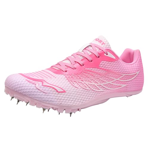 ZHENSI Leichtathletik-Spike-Schuhe Sprint-Spring-Sneakers Für Herren Damen Und Kinder Laufschuhe Leichte Rennschuhe,Rosa,40 EU von ZHENSI