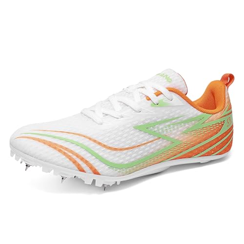 ZHENSI Leichtathletikschuhe Für Männer Und Frauen Mit 8 Spikes Professionelle Sprint- Sprung- Und Lauf-Renn-Sneakers,Orange,37 EU von ZHENSI