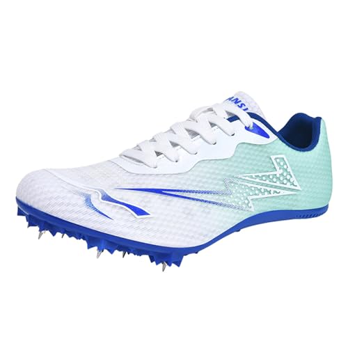ZHENSI Leichtathletikschuhe Herren Damen Kinder Spikes Laufschuhe Rennschuhe Professionelle Sprint Jumping Sneakers,Blau,45 EU von ZHENSI