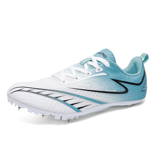 ZHENSI Leichtathletikschuhe Herren Damen Sprint Running Racing Spikes Sneakers Leichte Professionelle Sprungschuhe,Blau,41 EU von ZHENSI