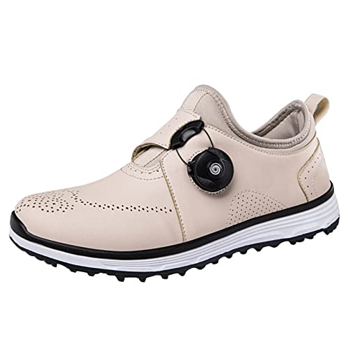 ZHENSI Modische Golfschuhe Für Damen Slip-On Cross Sneakers Spikeless Atmungsaktiv Leicht Unisex Bequem,Beige,39 EU von ZHENSI