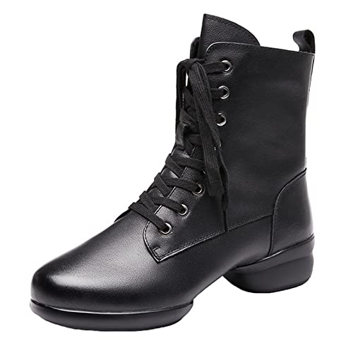 ZHENSI Tanzstiefel Für Herren Mit Geteilter Sohle Latin Modern Dance Schuhe Weiches Leder Seitlicher Reißverschluss Niedriger Absatz,Schwarz,38 EU von ZHENSI