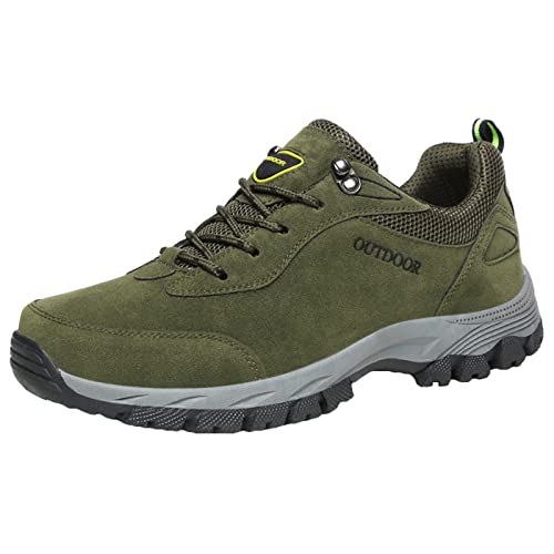 ZHENSI Wanderschuhe Für Herren Low Rise Outdoor Walking Sneakers rutschfeste Dämpfung Travel Trail Trekkingschuhe,Grün,49 EU von ZHENSI