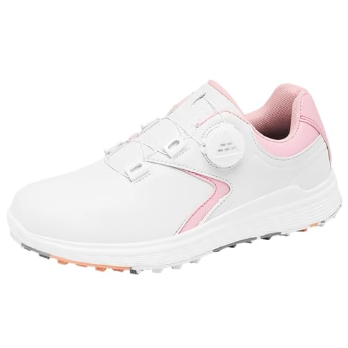 ZHENSI wasserdichte Damen-Golfschuhe Drehbar Geschlossen Ohne Spikes Outdoor-Sneaker,Rosa,38 EU von ZHENSI