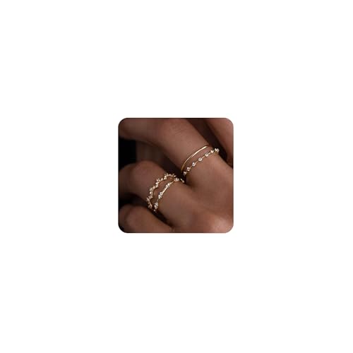 ZHESHY Ring Gold Set Frauen 14 Karat Vergoldete Goldene Ringe Goldring Stapelringe Zirkonia Fingerring Knöchelringe Daumenringe Wasserfest Statement Ring Gold Schmuck Für Damen Mädchen Größe 52-62 ZHESHY Ring Gold Set Frauen 14 Karat Vergoldete Goldene Ringe Goldring Stapelringe Zirkonia Fingerring Knöchelringe Daumenringe Wasserfest Statement Ring Gold Schmuck Für Damen Mädchen Größe 52-62 von ZHESHY