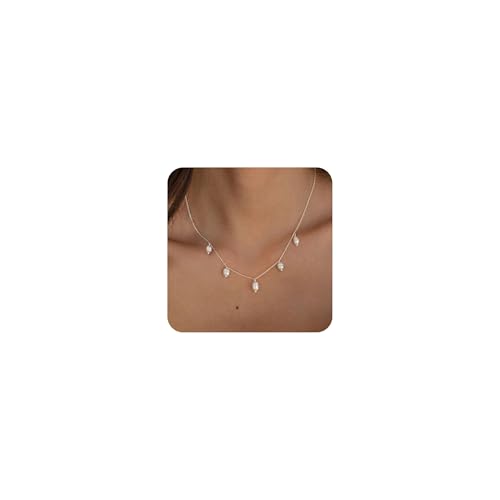 ZHESHY Gold Perlenkette Damen 14k Vergoldet Silber Halskette Weiße Perle Zarte Blume Beads Choker Layering Goldkette Silberkette Mit Anhänger Hypoallergene Hochzeit Geschenke Braut Frauen Modeschmuck ZHESHY Gold Perlenkette Damen 14k Vergoldet Silber Halskette Weiße Perle Zarte Blume Beads Choker Layering Goldkette Silberkette Mit Anhänger Hypoallergene Hochzeit Geschenke Braut Frauen Modeschmuck von ZHESHY