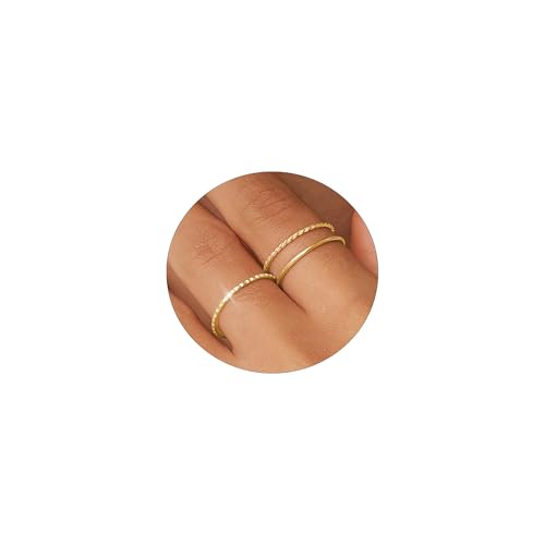 ZHESHY 3 Stück Gold Silber Ring Frauen 18k Vergoldete Dünner Goldene Ringe Set Stapelbar Verlobungsring Eheringe Statement Daumenring Fingerring Hypoallergene für Damen Mädchen Schmuck Größe 52-64 von ZHESHY