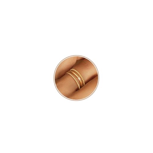 ZHESHY 3pcs Gold Silber Ring Damen 1,3 Mm Dünn Goldene Rings 14k Vergoldete Silberring Wasserfest Hypoallergene Stapeln Schmal Ringe Set Geschenke Schmuck Frauen Verlobungsring Eheringe Größe 52-65 von ZHESHY