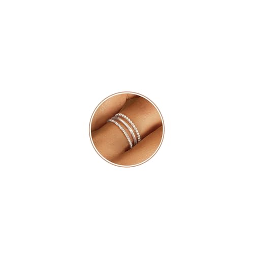 ZHESHY 3pcs Gold Silber Ring Damen 1,3 Mm Dünn Goldene Rings 14k Vergoldete Silberring Wasserfest Hypoallergene Stapeln Schmal Ringe Set Geschenke Schmuck Frauen Verlobungsring Eheringe Größe 52-65 von ZHESHY