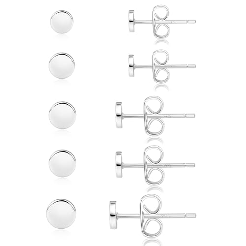ZHESHY 5 Paar Ohrringe Silber 925 Set Ohrstecker Gold Damen 14K Vergoldet 925 Sterling Silber Stecker Kleine Süßwasserperlen Rund Zirkonia Wasserfest Hypoallergen Ohrringe Mehrere Ohrlöcher Schmuck von ZHESHY