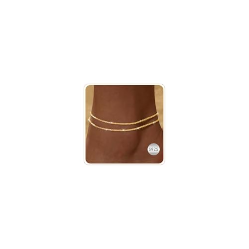 ZHESHY 2 Stück Fußkettchen Gold Silber für Damen 18k Gold Perlen Mehrreihige Fußkettchen mit Kreuz Herz CZ Plättchen Verstellbare Wasserfest Sommer Strand Schmuck Fußkette Set für Damen und Mädchen von ZHESHY