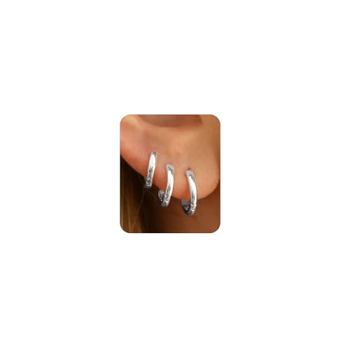 ZHESHY Gold Ohrringe Set Damen 3 Paar 14K Vergoldete Silber 925 Klein Creolen Ohrstecker Hängend Ohrringe mit Zirkonia Wasserfest Hypoallergen Goldene Stecker Mehrere Piercings Schmuck für Frauen von ZHESHY
