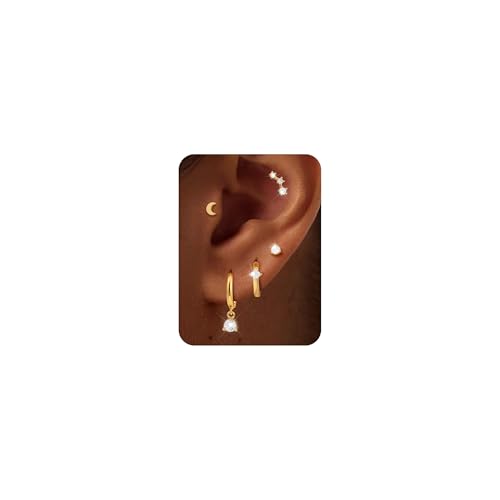 ZHESHY 5 Paar Ohrringe Silber 925 Set Damen 14k Vergoldet Kleine Helix Piercings Ohr Gold Ohrstecker Creolen Hypoallergen Stecker Schmetterling Zirkonia Conch Tragus Piercing Schmuck Mehrere Ohrlöcher ZHESHY 5 Paar Ohrringe Silber 925 Set Damen 14k Vergoldet Kleine Helix Piercings Ohr Gold Ohrstecker Creolen Hypoallergen Stecker Schmetterling Zirkonia Conch Tragus Piercing Schmuck Mehrere Ohrlöcher von ZHESHY