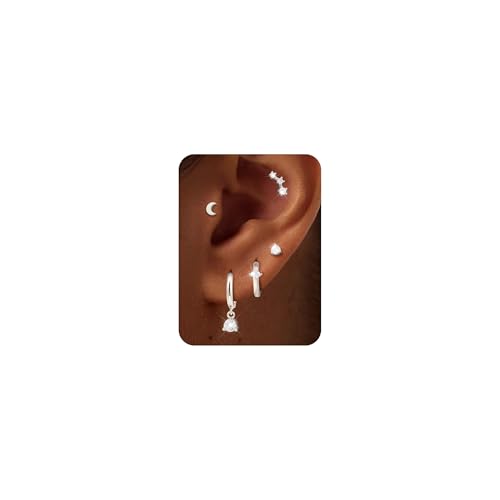 ZHESHY 5 Paar Ohrringe Silber 925 Set Damen 14k Vergoldet Kleine Piercings Ohr Gold Ohrstecker Creolen Hypoallergen Stecker Schmetterling Zirkonia Conch Tragus Piercing Schmuck Mehrere Ohrlöcher ZHESHY 5 Paar Ohrringe Silber 925 Set Damen 14k Vergoldet Kleine Piercings Ohr Gold Ohrstecker Creolen Hypoallergen Stecker Schmetterling Zirkonia Conch Tragus Piercing Schmuck Mehrere Ohrlöcher von ZHESHY