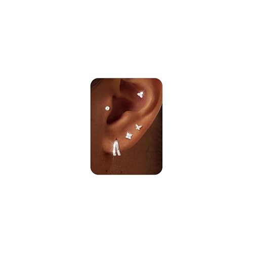ZHESHY 5 Paar Ohrringe Silber 925 Set Damen 14k Vergoldet Kleine Helix Piercings Ohr Gold Ohrstecker Creolen Hypoallergen Stecker Schmetterling Zirkonia Conch Tragus Piercing Schmuck Mehrere Ohrlöcher ZHESHY 5 Paar Ohrringe Silber 925 Set Damen 14k Vergoldet Kleine Helix Piercings Ohr Gold Ohrstecker Creolen Hypoallergen Stecker Schmetterling Zirkonia Conch Tragus Piercing Schmuck Mehrere Ohrlöcher von ZHESHY