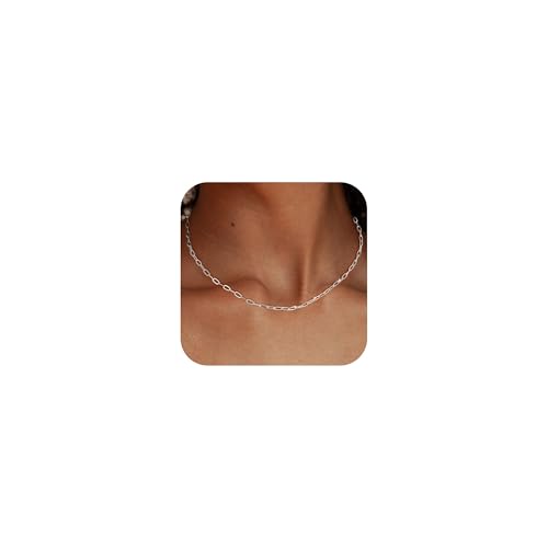 ZHESHY Gold Silber 925 Kette Damen 14K Vergoldete Chain Halskette Silberkette 925 Ohne Anhänger Glitzernde Schlangenkette Singapurkette Ankerkette Perlen Verstellbare Choker Goldkette Schmuck Frauen von ZHESHY