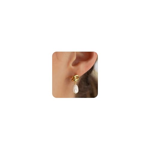 ZHESHY Perlen Ohrringe Silber 925 Stecker Damen Weiß Süßwasserperlen Gold Silber 8MM Ohrstecker Ohrringe mit Perle Creolen Perlenohrringe Hängend Hypoallergene Schmuck Frauen Mädchen Braut Geschenk von ZHESHY
