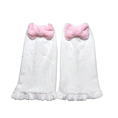 ZHEYDAHOU Frauen Beinlinge Rosa Schleife Plüsch Japanischen Harajuku Stil Mädchen Süße Rüschen Bein Socken Winter Samt Fuß Wärmer Socken(Sock) von ZHEYDAHOU