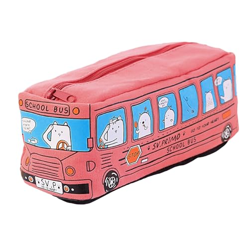 ZHGFXIN Große Kapazitäts Bleistiftbeutel Cartoon Bus Stiftkoffer Reißverschlussbeutel Leinwand Bleistift Hülle Reise Make Up Für Kinder Reiseverkehrs Make Up von ZHGFXIN