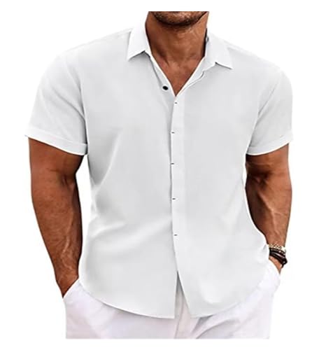 ZHIAN Hemd Herren Kurzarm Casual Regular Fit Bügelfrei Business Hemd Faltenfrei Formale Hemden Mit Stretch(M) von ZHIAN