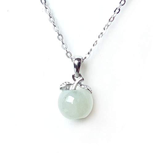 S925 Sterling Silber Halskette Smaragd Kleiner Apfel Jade Anhänger Einfacher Jade Anhänger Silber Schmuck Geschenk von ZHIBO