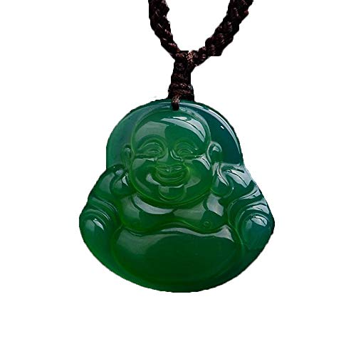 ZHIBO Grüne Farbe Ice AAA grün chalcedon anhänger lachender Buddha glück feine skulptur Buddha-anhänger-Halskette von ZHIBO