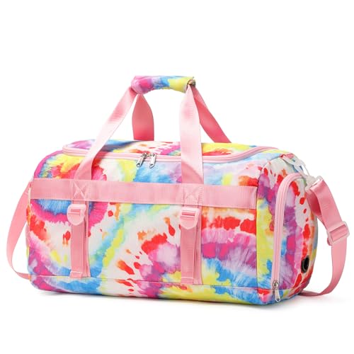 ZHIERNA Sporttasche für Damen, mit Fach und Nasstrennung, Tanztasche, Wochenendtasche für Damen, Übernachtung, Reisen, leicht, wasserdicht, Pink von ZHIERNA