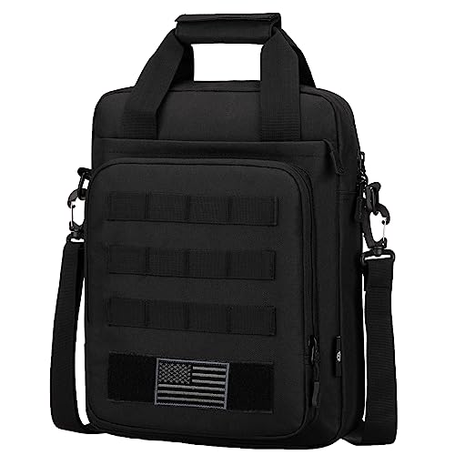 ZHIERNA Taktische Aktentasche, Laptop-Messenger-Tasche, strapazierfähige MOLLE-Schultertasche, Handtasche für Herren, Schwarz, Free Size, Malitary Tragetasche von ZHIERNA